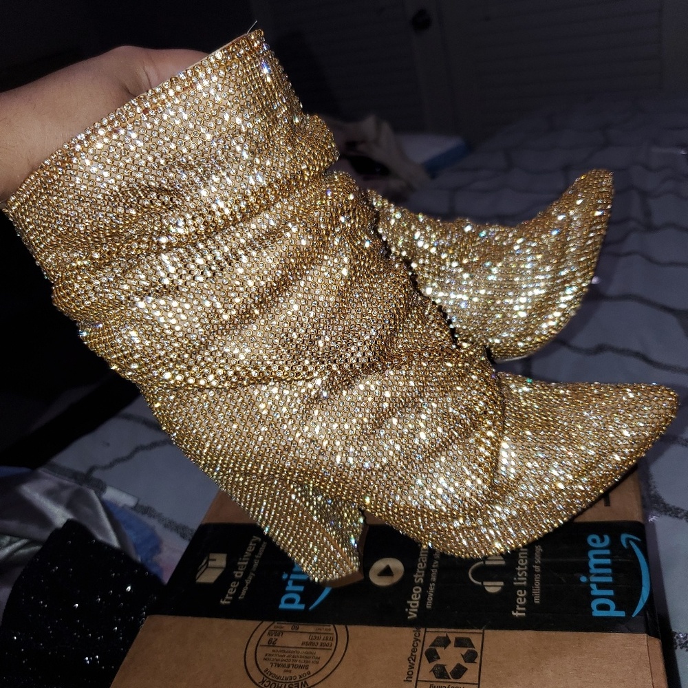 Gold Rhinestone Boot/Heels 5.5 (OBO)